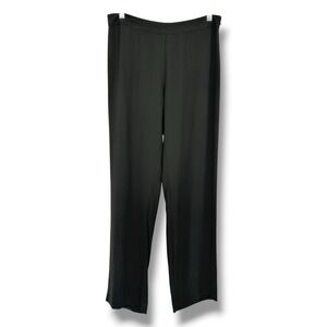 Eileen Fisher Petite Silk Crepe Georgette Straight Leg Ankle Pants Black PS